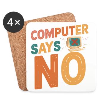 Rétro Computer dit non - Dessous de verre (lot de 4) - blanc - Devant