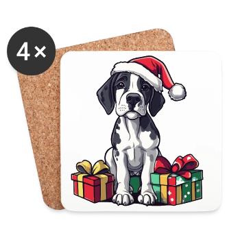 Cadeaux de Noël pour le chien dogue allemand - Dessous de verre (lot de 4) - blanc - Devant
