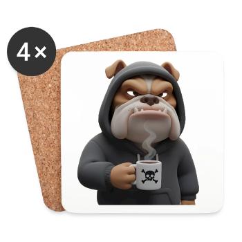 Grimmige Bulldogge Kaffee Cartoon lustiger Hund - Untersetzer (4er-Set) - Weiß - Vorne