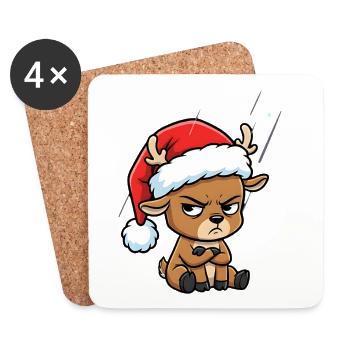 Funny Grumpy Reindeer Christmas Comic Motif - Coasters (set of 4) - white - Front
