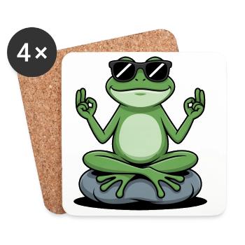 Zen frog with sunglasses - Coasters (set of 4) - white - Front