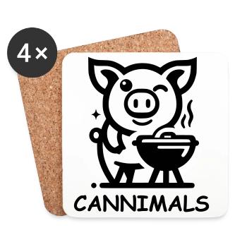 Cannimals – Logo Black Edition - Untersetzer (4er-Set) - Weiß - Vorne