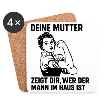 Mann im Haus deine Mutter - Untersetzer (4er-Set) - Weiß - Vorne