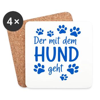 Promenade du chien Motif - Dessous de verre (lot de 4) - blanc - Devant
