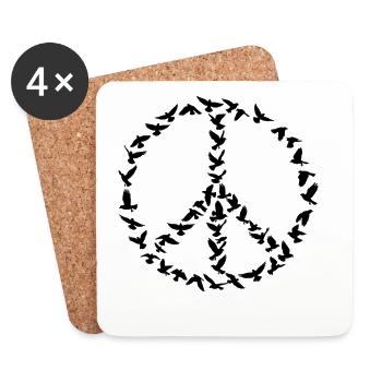 Peace Symbol of Doves Silhouette Peace Sign - Coasters (set of 4) - white - Front