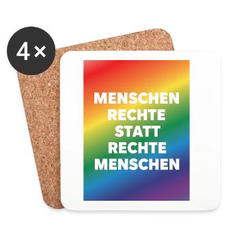 Menschenrechte statt Hass und Hetze - Untersetzer (4er-Set) - Weiß - Vorne