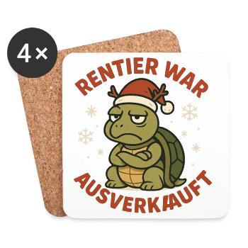 Rentier War Schildkröte Xmas - Untersetzer (4er-Set) - Weiß - Vorne