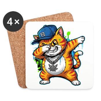 Graffiti Cat Street Vibes Street Art - Coasters (set of 4) - white - Front