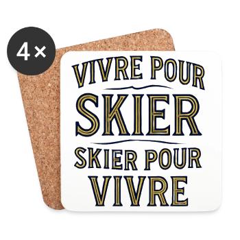 Vivre pour skier, skier pour vivre - Dessous de verre (lot de 4) - blanc - Devant