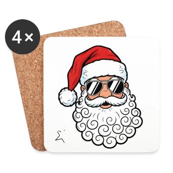 Cool Santa Claus with Sunglasses Graphic - Coasters (set of 4) - white - Front