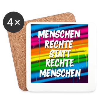 Human rights instead of right-wing people Street Art - Coasters (set of 4) - white - Front