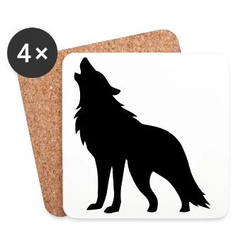 Wolf Silhouette - Untersetzer (4er-Set) - Weiß - Vorne