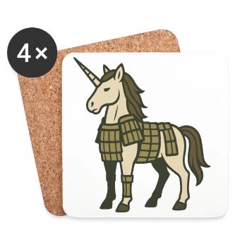 Samurai Armor Unicorn Warrior Fantasy Design - Coasters (set of 4) - white - Front