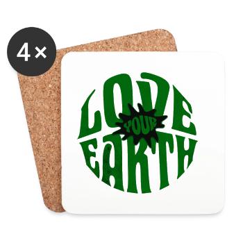 Love Your Earth – Umwelt Retro Style - Untersetzer (4er-Set) - Weiß - Vorne