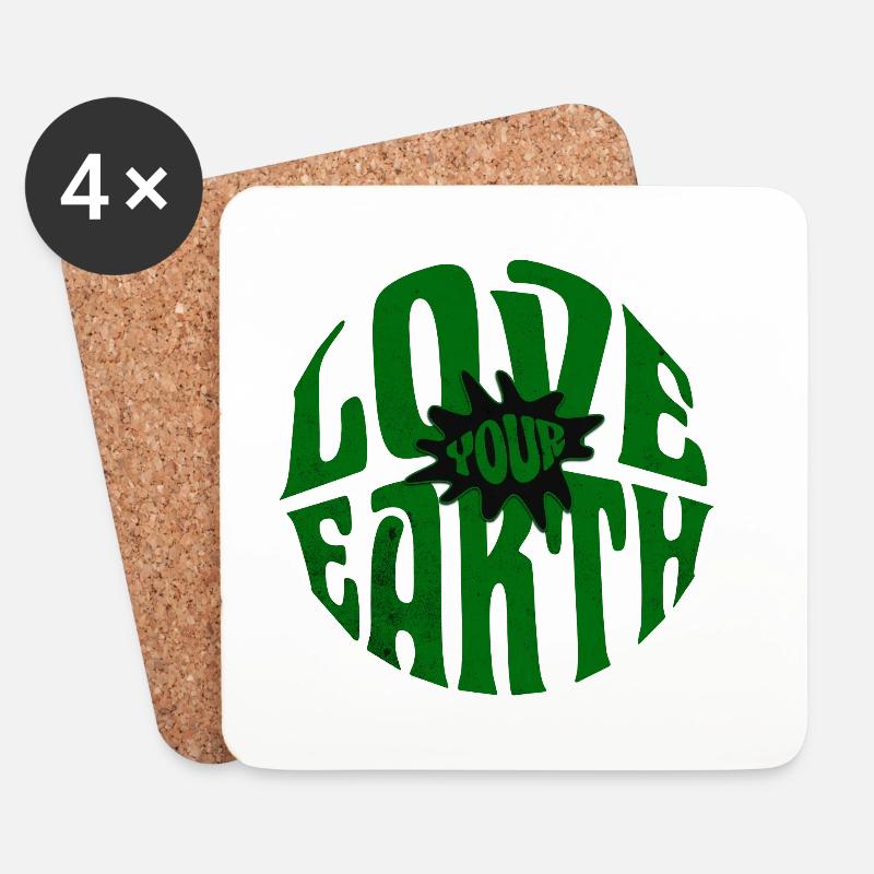 Love Your Earth – Umwelt Retro Style - Untersetzer (4er-Set) - Weiß