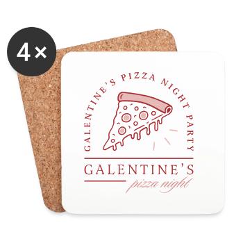 Galentines Pizzaabend Valentinstags-Mädchenparty - Untersetzer (4er-Set) - Weiß - Vorne