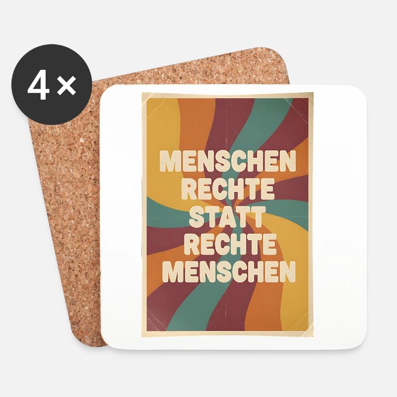 Menschenrechte statt rechte Menschen Retro - Untersetzer (4er-Set) - Weiß