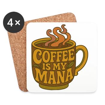 Kaffee ist mein Mana – Tassenkunst - Untersetzer (4er-Set) - Weiß - Vorne