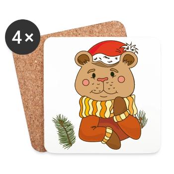 Noël en peluche - Dessous de verre (lot de 4) - blanc - Devant