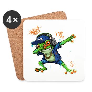Hip Hop Frog Cartoon – Cool Street Art Design - Coasters (set of 4) - white - Front