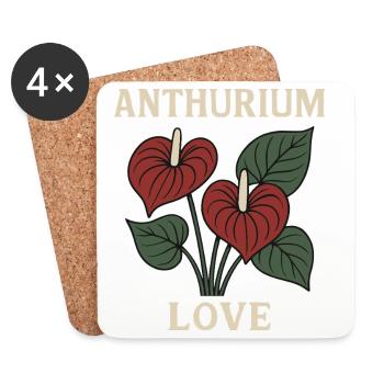 Anthurium Love - Coasters (set of 4) - white - Front
