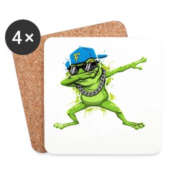 Hip-Hop Frog Dab Design de dessins animés - Dessous de verre (lot de 4) - blanc - Devant