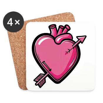 Heart Arrow Comic Pink - Coasters (set of 4) - white - Front