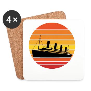 Graphisme vintage du paquebot Titanic Sunset - Dessous de verre (lot de 4) - blanc - Devant