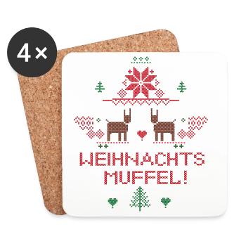 Mouffle de Noël moche - Dessous de verre (lot de 4) - blanc - Devant