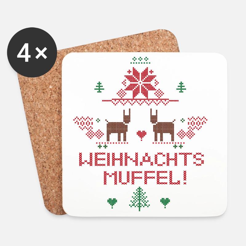 Ugly Christmas Weihnachtsmuffel  - Untersetzer (4er-Set) - Weiß