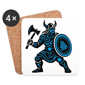 Wikinger Runenkrieger mit Axt - Untersetzer (4er-Set) - Weiß - Vorne