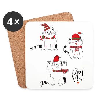 Christmas Cats Merry Christmas - Coasters (set of 4) - white - Front