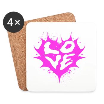 LOVE Graffiti Heart – Pink Stree Art Design - Coasters (set of 4) - white - Front