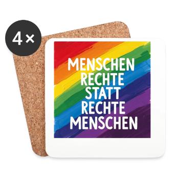 Human rights instead of right-wing people rainbow - Coasters (set of 4) - white - Front