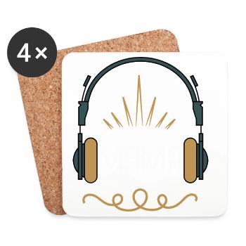 Maman & Musique – Conception rétro d’écouteurs pour la musique - Dessous de verre (lot de 4) - blanc - Devant