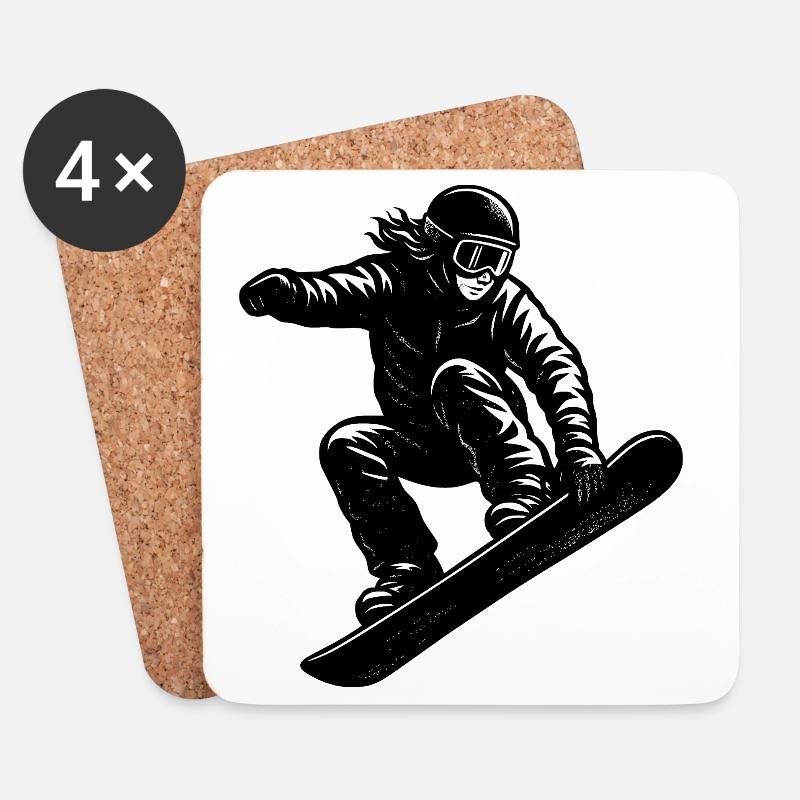 Snowboard Motiv das sofort wirkt - Untersetzer (4er-Set) - Weiß