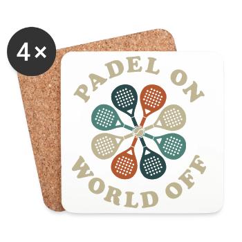 Padel amusant | Padel On, Monde Arrêté - Dessous de verre (lot de 4) - blanc - Devant