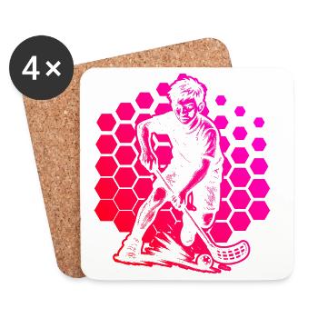 Simple Floorball Idee für Unihockey - Untersetzer (4er-Set) - Weiß - Vorne