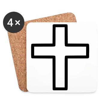 Dickes Kreuz Outline Comic Symbol - Untersetzer (4er-Set) - Weiß - Vorne