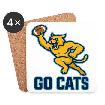 Art de mascotte des Panthers de football Allez - Dessous de verre (lot de 4) - blanc - Devant