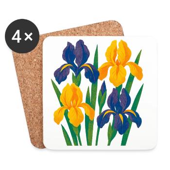 Iris Harmony: Golden and Indigo Blooms - Coasters (set of 4) - white - Front