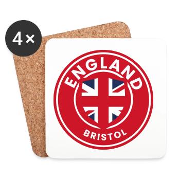 Emblème du médaillon de Bristol en Angleterre - Dessous de verre (lot de 4) - blanc - Devant