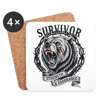 Force, Nature, Aventure Survivante - Dessous de verre (lot de 4) - blanc - Devant