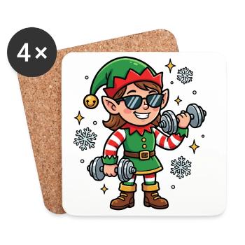 Entraînement amusant pour femmes avec des gestes d’elfe de Noël - Dessous de verre (lot de 4) - blanc - Devant