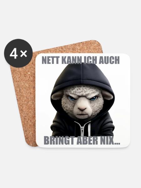 Nett kann ich auch – Bring nix - Untersetzer (4er-Set) - Weiß