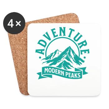 Adventure Modern Peaks – Mountains Outdoor Design - Coasters (set of 4) - white - Front