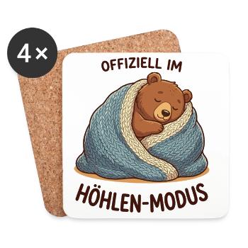 Cuddly bear in cave mode - Coasters (set of 4) - white - Front
