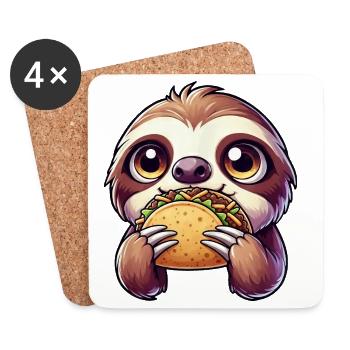 Süßer Faultier Taco Mexikanisch Essen Fast Food - Untersetzer (4er-Set) - Weiß - Vorne