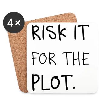 Risk It for the Plot – Handschrift - Untersetzer (4er-Set) - Weiß - Vorne