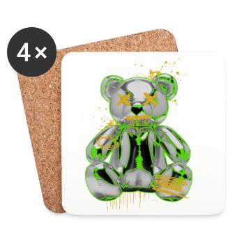 Graffiti Teddy Bear Rebellion Urban Art - Coasters (set of 4) - white - Front